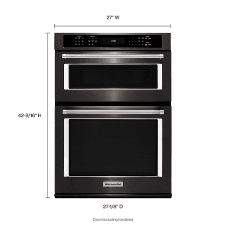 KitchenAid - 27" Combination Electric Convection Wall Oven with Built-In Microwave - Black Stainless Steel