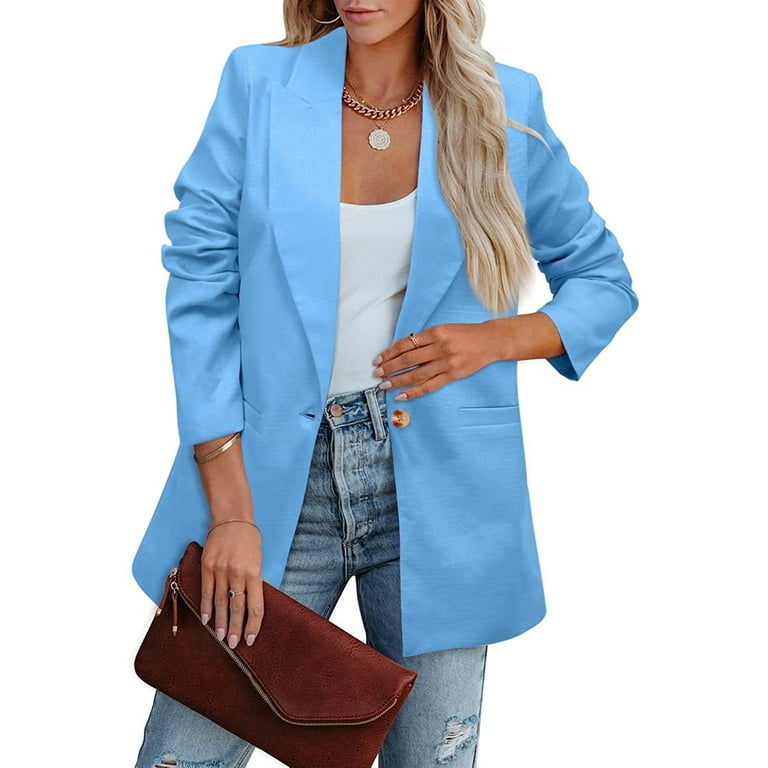 NKOOGH Vest for Women Zip Up Womens Insulated Long Women'S Casual Solid  Long Sleeve Lapel Button Slim Work Office Fall Thin Blazer Jacket Women'S  Suit
