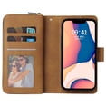 thumbnail image 4 of For Iphone 14 9 Card Slots Zipper Wallet Bag Leather Phone Case (Brown),iPhone 15 Pro Max, 4 of 6