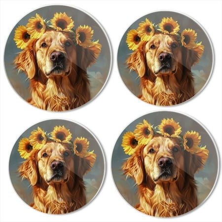 

Bahomeck Electric Stove Burner Covers Set Of 4 Golden Retriever Wears Wreath Of Sunflowers On Head Metal Gas Stove Burner Covers Protecting Gas Stoves 8 Inch And 10 Inch