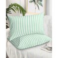 thumbnail image 2 of Green White Stripe Pillow Covers King Size 2 Pack, Modern Minimalist Geometric Striped Soft Bed Throw Pillowcases Breathable Cooling Long Lumbar Body Pillow Sham Cover for Bed Sofa 20''x36'', 2 of 7