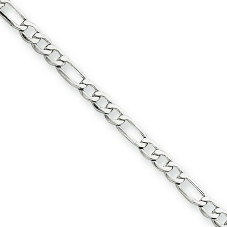 14k White Gold 10in Solid Lightweight Figaro Anklet Chain