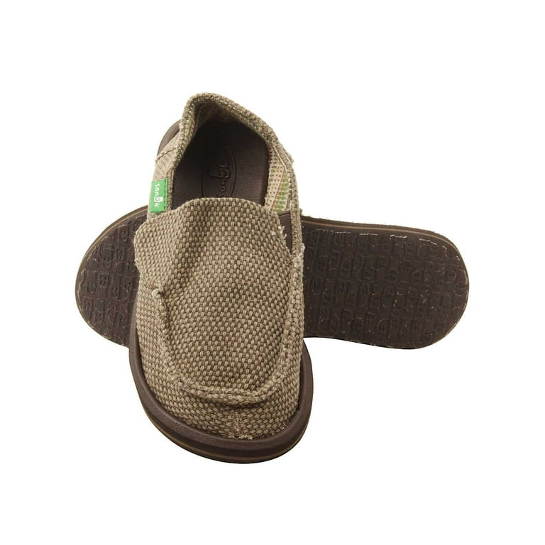 Sanuk Vagabond Youth Kids Size 12 Shoes Brown Slip On Comfort Knit  Moccasins
