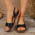 thumbnail image 5 of HomeDM Womens Wedge Sandals Open Toe Slingback Summer Beach Walking Vacations Slide Sandals, Black Size 5.5, 5 of 9