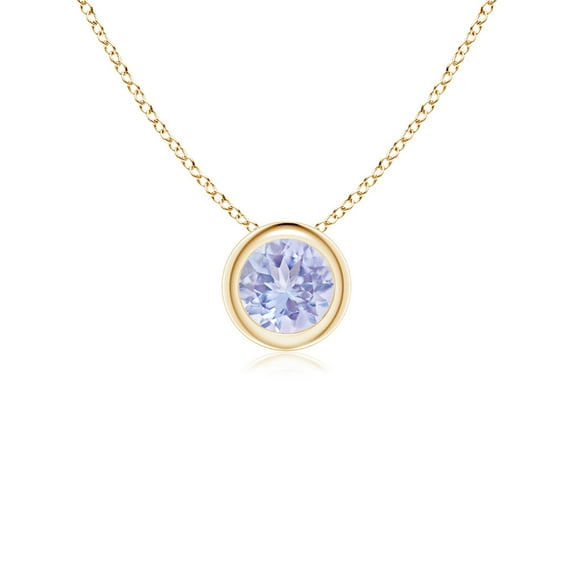 ANGARA Natural Bezel-Set Round Tanzanite Solitaire Pendant in 14K Yellow Gold for Women (Size-4mm) | December Birthstone, Birthday, Anniversary, Jewelry Gift for Women | Natural Tanzanite Necklace