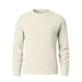 thumbnail image 6 of CCRFTGI Sweater for Men 2025 Fall Casual Ribbed Solid Color Sweater Trendy Long Sleeve Crewneck Sweater Pullover Cable Knitted Pullover Top Beige L, 6 of 7