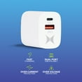 thumbnail image 3 of Xtreme Dual Port Quick Charging Wall Charger, 20W USB-C & 18W USB-A Fast Chargers, QC and PD, Ultra-Fast Wall Charger Compatible with iPhone, iPad, Samsung Galaxy, Google Pixel, Smart Watches, & More, 3 of 7