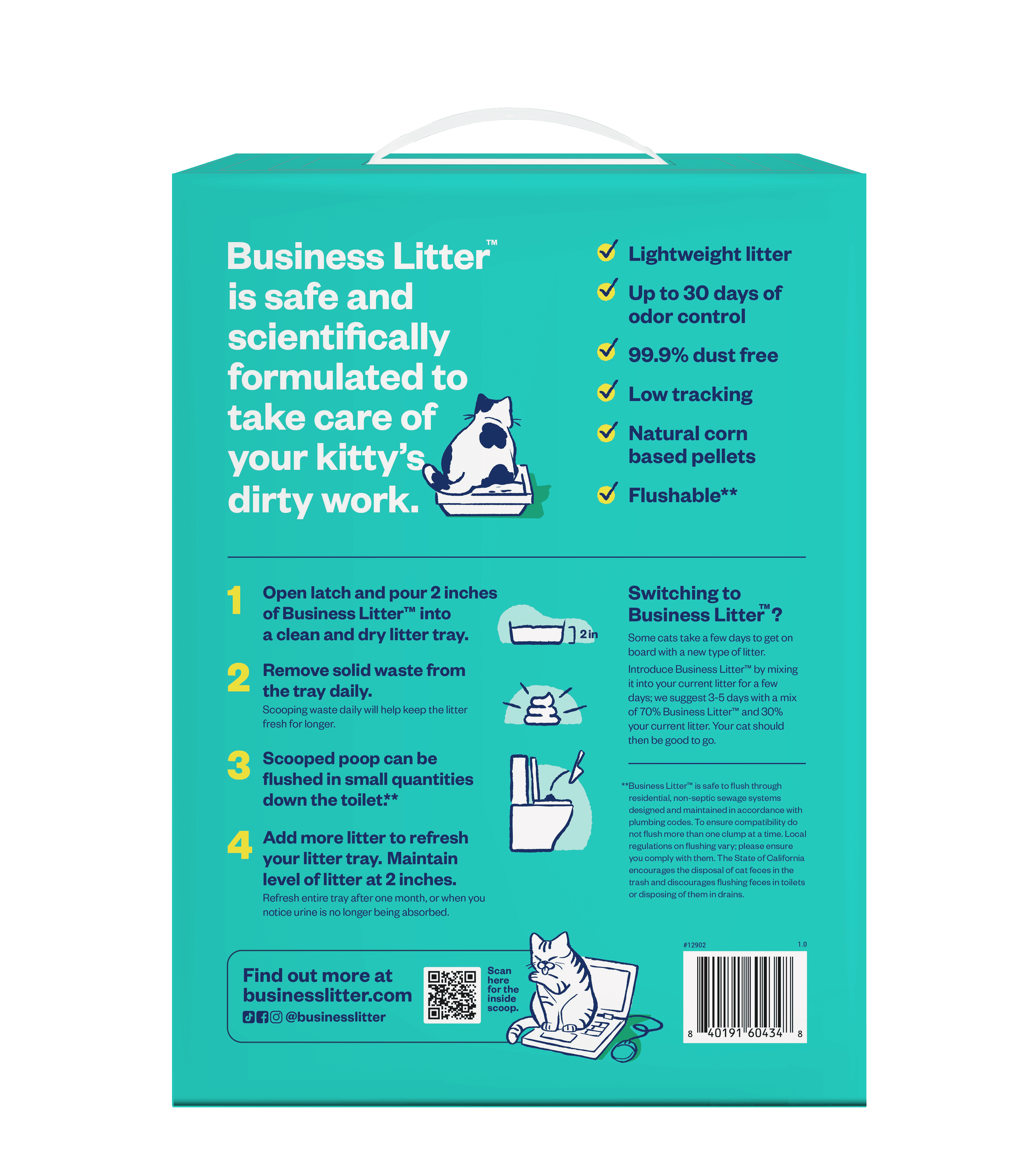 (2 pack) Business Cat Litter Unscented Clumping Natural 6 lb Box