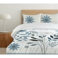 thumbnail image 4 of Ambesonne Floral Duvet Cover Set, Simple Flowers Leafy Modern, King, Eggshell Blue Grey, 4 of 4