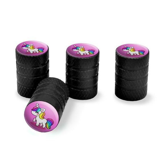 Cute Kawaii Rainbow Unicorn Chibi Tire Rim Wheel Aluminum Valve Stem Caps