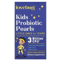 LoveBug Probiotics Kids Probiotics Pearls, 4  Years, 3 Billion CFU, 60 Easy To Swallow Pearls
