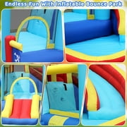 Arlopu Kids Inflatable Bounce House Water Slide with Blower, Children Outdoor Play Water Park with Splash Pool, Climbing Wall & Bouncing Area for Little Girls Boys 3-8 Years