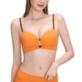 thumbnail image 3 of Lumistal Bras for Women No Underwire Contrast Color Thin Strap Bra Front Cup Everyday T Shirt Bra Comfortable No Underwire Wireless Bra Bras for Women M, 3 of 7