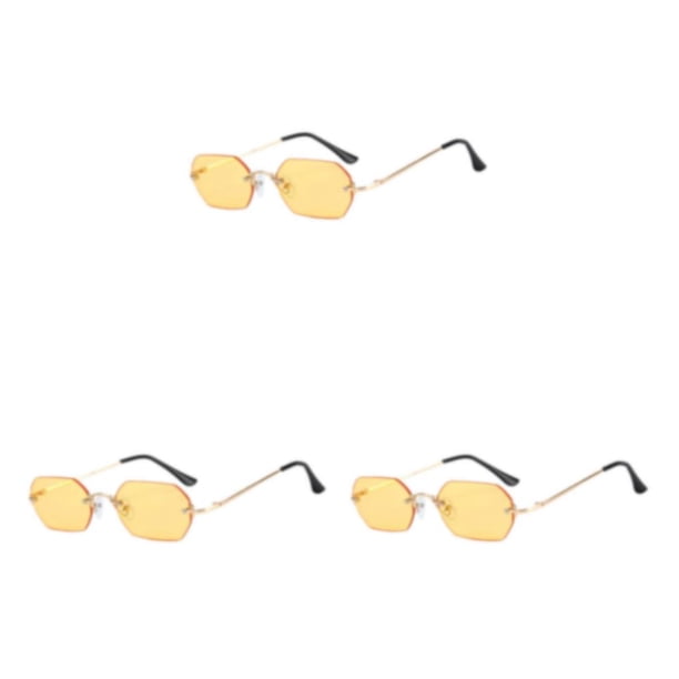Gafas de sol rectangulares Minnieouse estilo punk metal sin marco para hombre amarillo