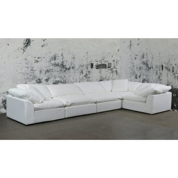 Modular Sectional Sofa, L-Shaped Couch, Deep Seating, Washable Fabric, White Living Room Furniture