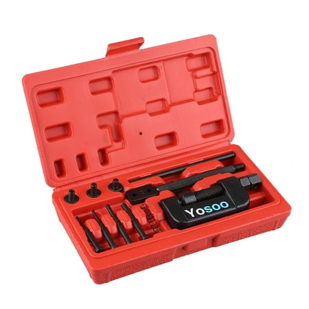 Yosoo Chain Breaker 13-Piece Set with Carrying Case , Chain Cutter and Riveter for Motorcycle