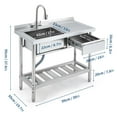 thumbnail image 2 of 39" Commercial Stainless Steel Utility Sink & Workbench - Freestanding Prep Counter with Faucet, Single Bowl & Drawer Storage for Laundry, Farmhouse & Outdoor Kitchen, 2 of 8