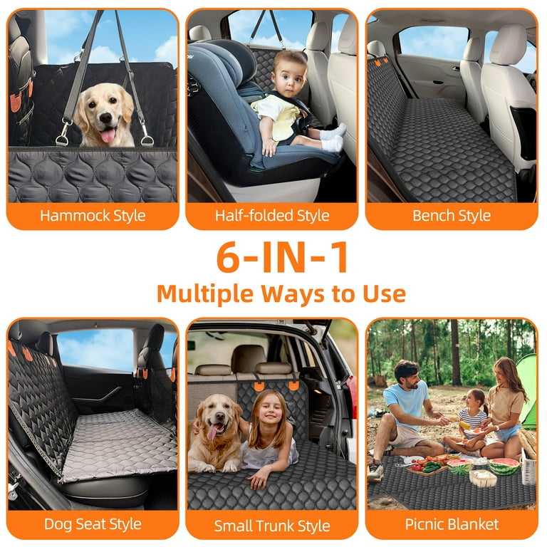 Hard Bottom Dog Car Seat Cover for Back Seat Dog Hammock Non Slip Waterproof Back Seat Extender for Car Truck Vehicle Suv Tesla