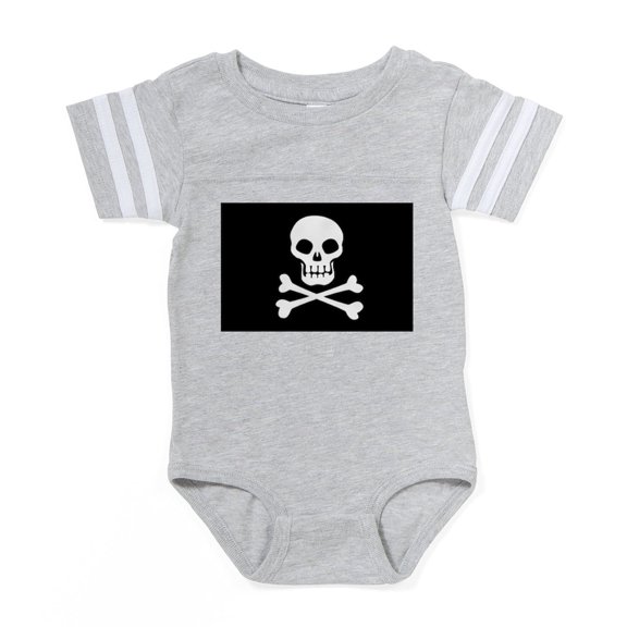 CafePress - Pirate Flag Skull And Crossbones Baby Football Bod - Cute Infant Baby Football Bodysuit