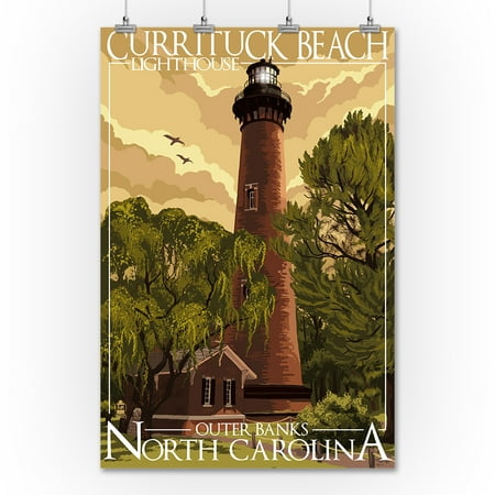 Outer Banks North Carolina Currituck Beach Lighthouse Lantern Outer Banks North Carolina Currituck Beach Lighthouse Lantern Press Artwork 36x54 Giclee Gallery Print Wall Decor Travel Poster