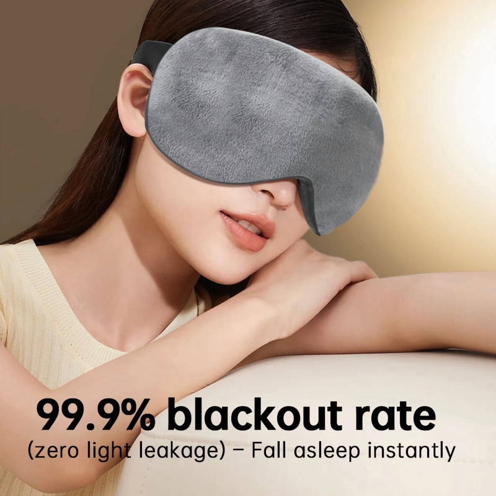 Heated Sleep Mask, 100% Blackout 3D Contoured Eye Mask for Sleeping with Removable Graphene Heating Pad, A USB-Powered Travel Essential for Men and Women