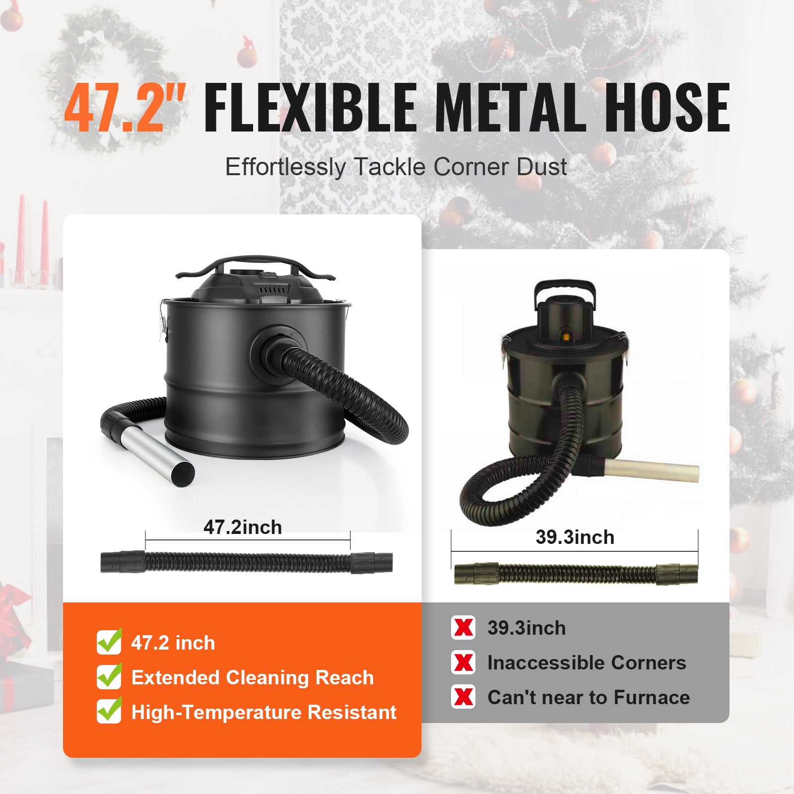 BENTISM Ash Vacuum Cleaner - Large Capacity Flexible Hose