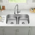 thumbnail image 4 of Kraus Premier 32 in Undermount 50/50 Double Bowl 18-Gauge Stainless Steel Kitchen Sink and Commercial Style Pull Down Faucet in Spot-Free Stainless Steel, 4 of 19