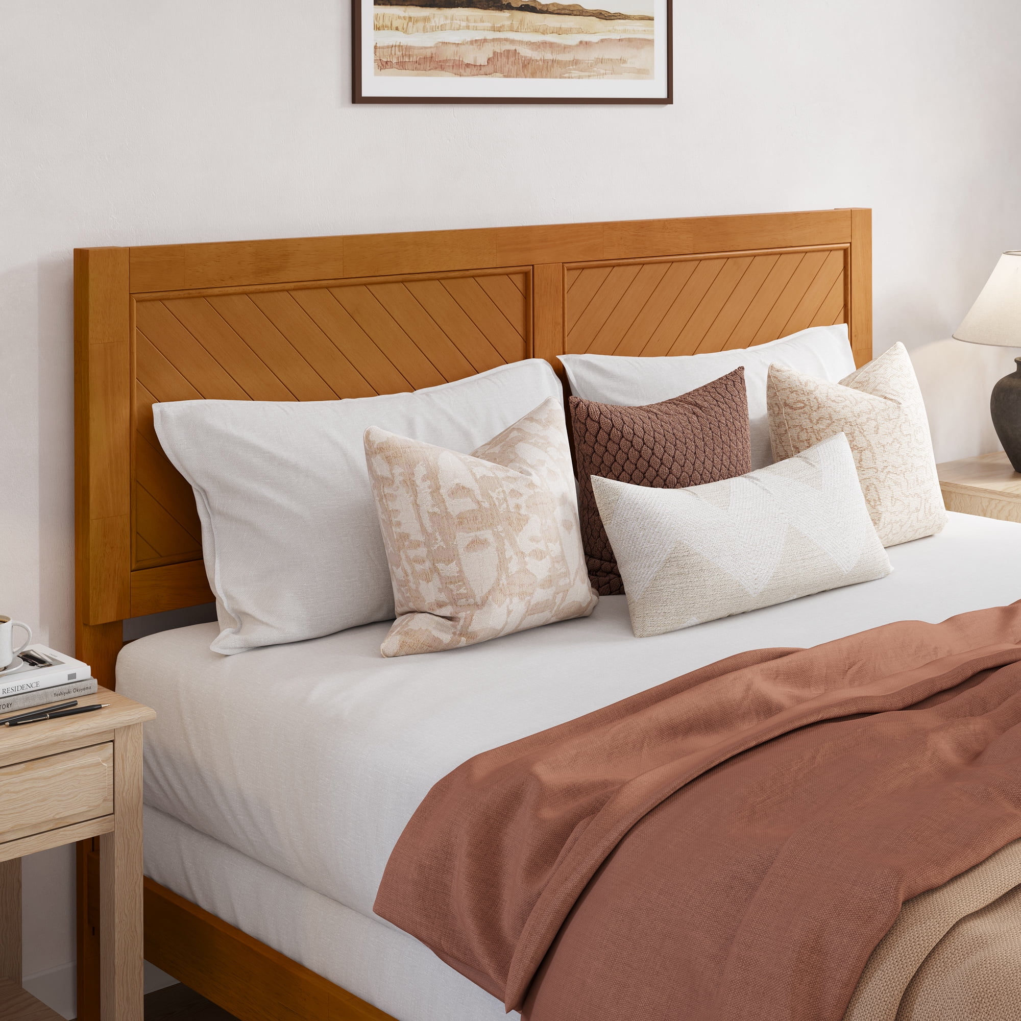 AFI Canyon Light Toffee Solid Wood Foundation Bed Frame with Matching Footboard, King