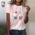 thumbnail image 4 of Camiseta de algodón de Hello Kitty para mujer, camiseta de verano con estampado de dibujos animados y cuello redondo, camisa de manga corta para mujer, chándal, ropa holgada, 4 of 5