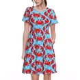 thumbnail image 1 of Disketp Cartoon Crabs para Vestido de Manga Corta para Mujeres, Vestidos de Verano para Mujeres, Casual y Holgado para la Playa, 1 of 6