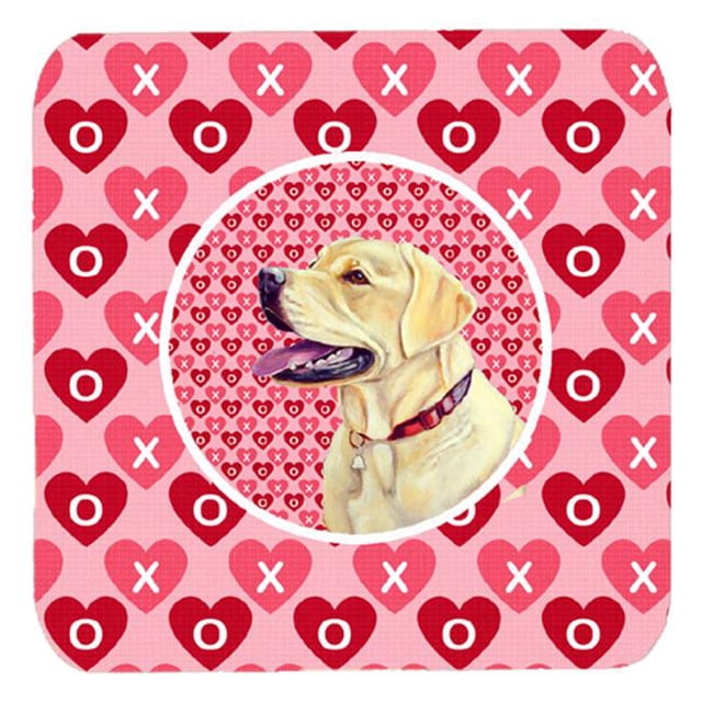 Labrador Valentines Love and Hearts Foam Coasters, Set - 4