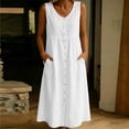 thumbnail image 5 of Bosfbaoi Dresses for Women Casual Button Front Maxi Dress Sleeveless V Neck Womens Dresses with Side Pockets Summer Dresses for Women 2026, 5 of 8