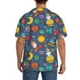 thumbnail image 3 of Uemuo Cartoon Space Pattern Cotton Linen Short Sleeve Shirts,Casual Lightweight Button Down Shirts,Vacation Beach Summer Tops-XX-Large, 3 of 7
