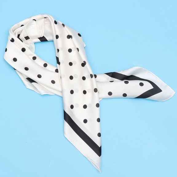OULII Women's White Chiffon Scarf Lightweight Soft Breathable Fashion Scarf with Stylish Polka