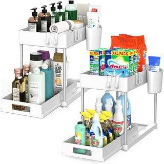 CLESOO Under Sink Organizers and Storage, Pull Out 3 Tier Under Bathroom  Organizer with Slide Shelf Extender, Multi-Use Height Adjustable &  Removable