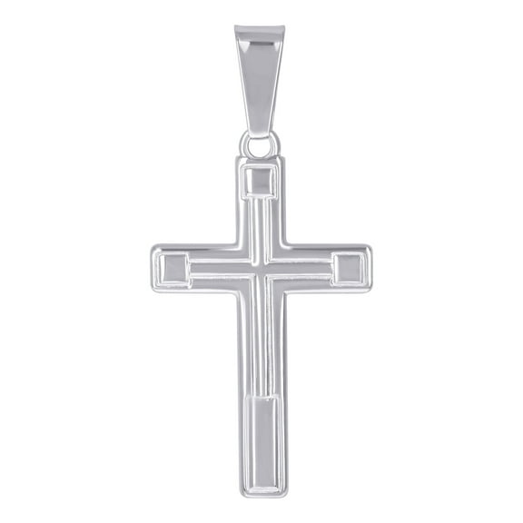 925 Sterling Silver Mens Womens Polished Finish Cross Religious Charm Pendant 42x19.8mm W Necklace for Men