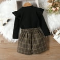 thumbnail image 3 of Fortune 1-6Y Kid Girls Clothes Sets 2pcs Ruffles Long Sleeve Pullover Ribbed Tops Plaid Printed Shorts, 3 of 7