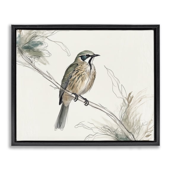 Stupell Industries Modern Illustrated Wildlife Bird Black Floating Frame Canvas Art, 21 x 17, by Creative Studio