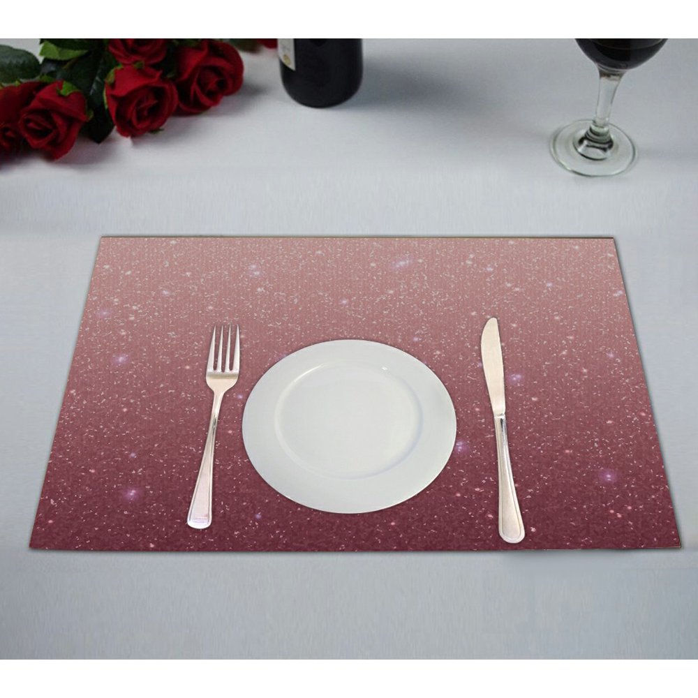 ABPHQTO Rose Gold Glitter With Sequins Placemat 12x18 Inch,Set of 2