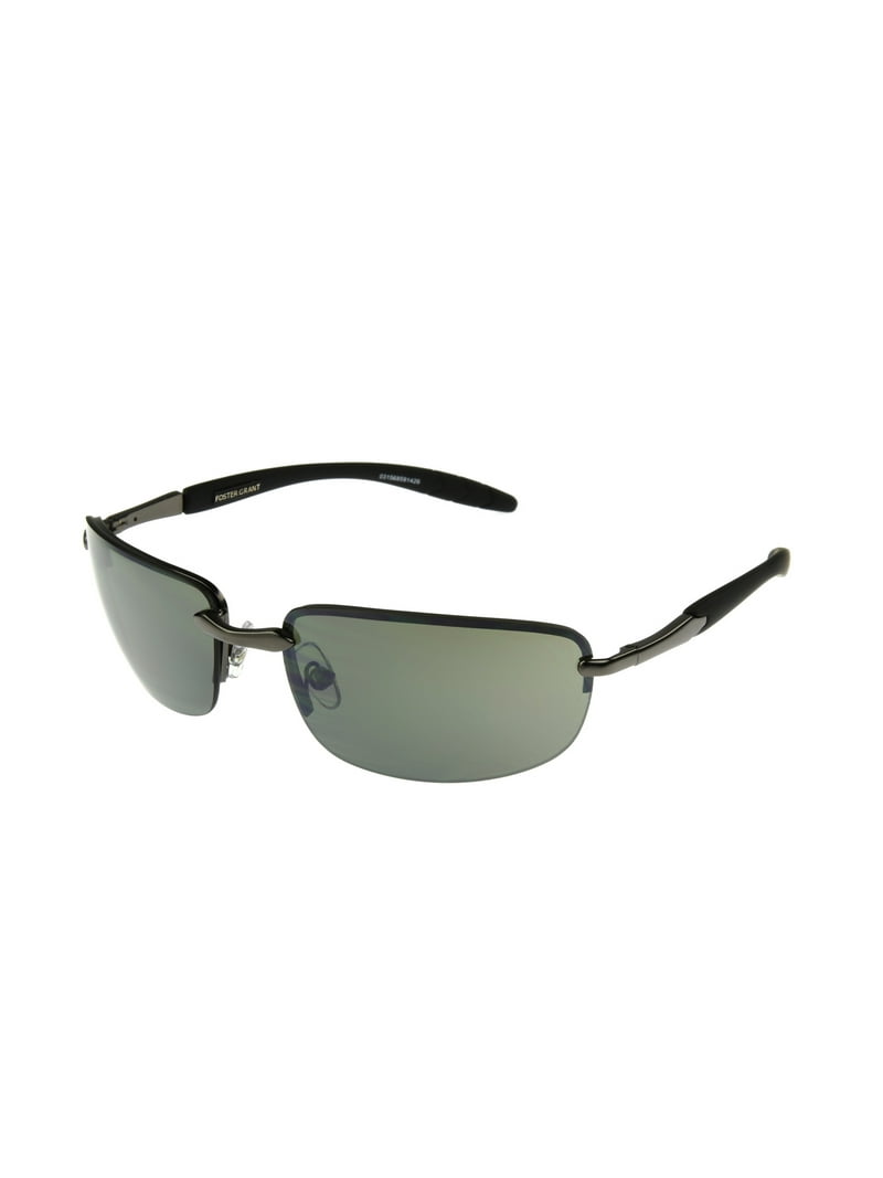 Foster Grant Men's Rimless Sport Sunglasses, Gunmetal