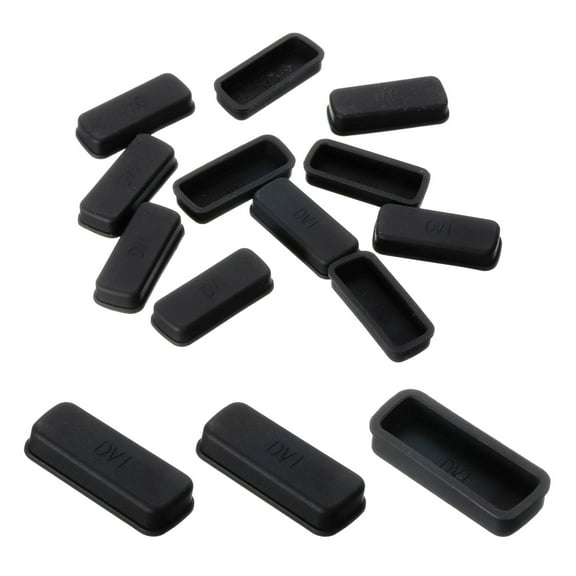 Uxcell DVI Port Duct Covers Caps Port Silicone Plugs Protector for DVI Female End, Black Pack of 15