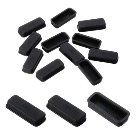 Uxcell DVI Port Duct Covers Caps Port Silicone Plugs Protector for DVI Female End Black Pack of 15