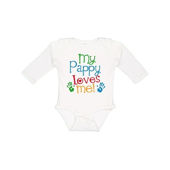 Inktastic My Pappy Loves Me Boys or Girls Long Sleeve Baby Bodysuit