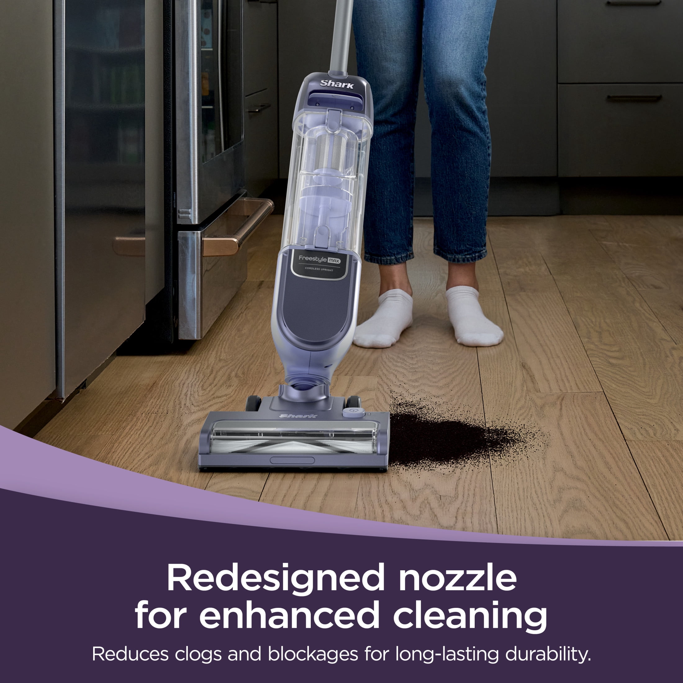 Shark Freestyle Max Cordless Stick Vacuum, Carpet and Hardfloors, 2-Speed Brushroll, Precision Charging Dock, 20-Min Run Time, SV2000 Purple