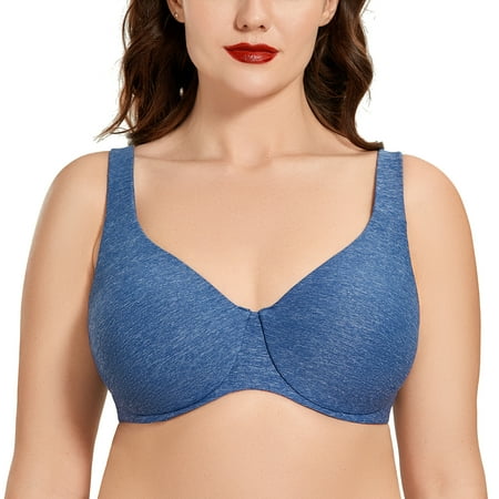 

DELIMIRA Women s Plus Size Bras Minimizer Seamless Underwire Unlined Cup