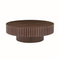 thumbnail image 5 of Muumblus 39.37" Large Walnut Coffee Table, Round Wood Modern Unique Fluted Accent Center Table for Living Room, 5 of 11