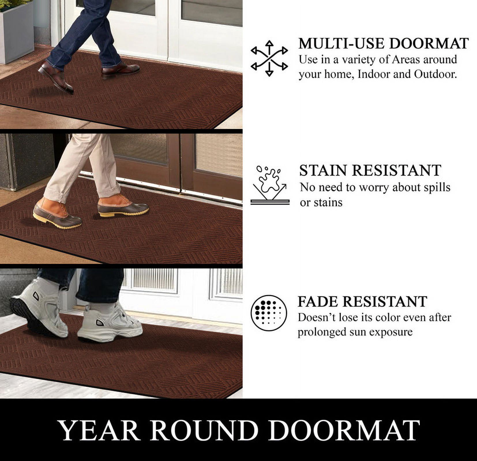 A1HC New Durable and Versatile Polypropylene Rubber Door Mat All Weather Inside Outside Door Mat Easy to Maintain for Entrance Back Doors, Patio, Garage 36" x 60"