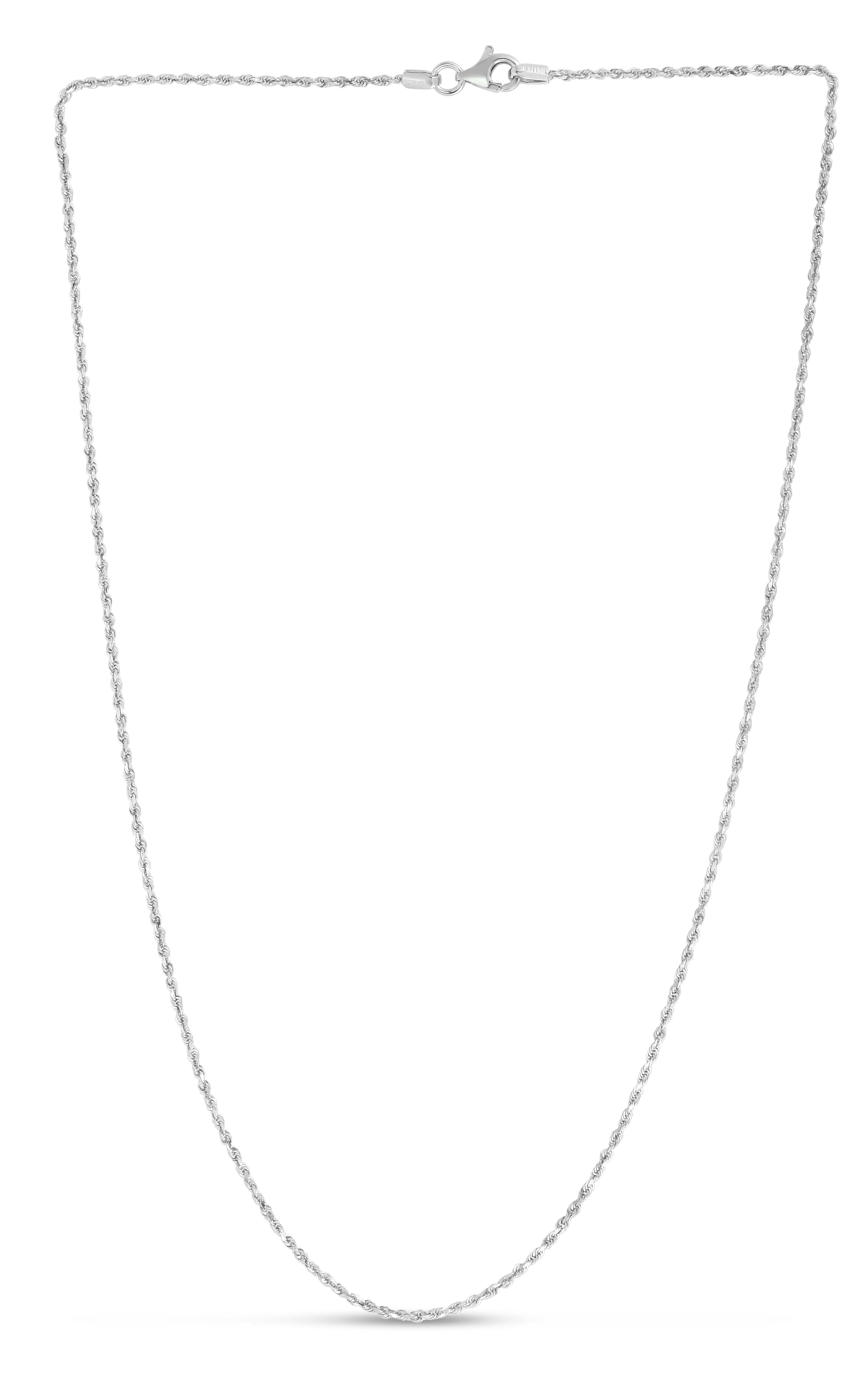 14K White Gold 16in 1.25mm Diamond-Cut Rope Chain with Lobster Clasp
