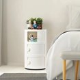 thumbnail image 2 of 3 Drawer Sliding Barrel Modern Bedroom Nightstand, White nightstand  small cabinet My Lux Decor Round, 2 of 7
