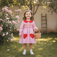 thumbnail image 4 of Jxzom Toddler Baby Girl Valentines Day Outfit Heart Embroidery Peter Pan Collar Long Sleeve Plaid Smocked Dress 6 12 18 24 Months 2T 3T 4T Girls Valentines Clothes, 4 of 9